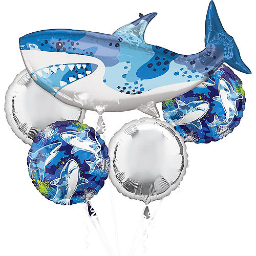 Shark Balloon Bouquet, 5pc Image #1
