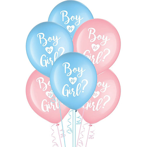 Boy or Girl? Blue & Pink Gender Reveal Latex Balloons, 12in, 15ct - The Big Reveal Image #1