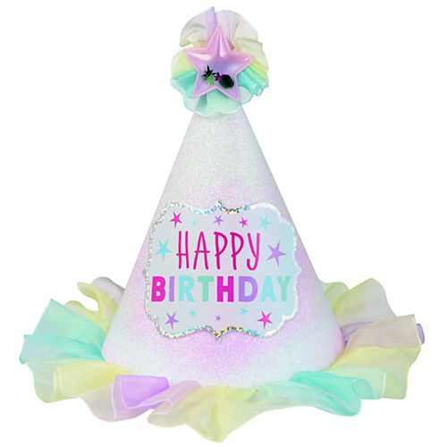 Nav Item for Glitter Pastel Party It's My Birthday Cardstock & Plastic Party Hat, 5in x 7in Image #1
