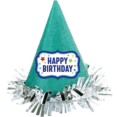 Glitter Green Birthday Cardstock & Tinsel Party Hat, 6.25in x 8.25in Image #1