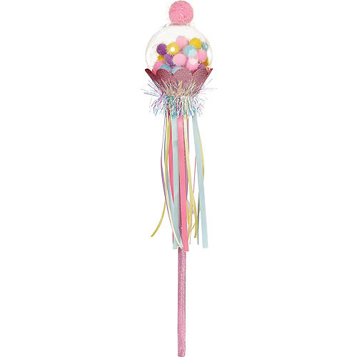 Glitter Pastel Party Pom-Pom Fabric & Tinsel Wand, 3.4in x 15in Image #1