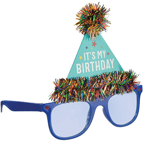Tinsel It's My Birthday Party Hat Plastic Sunglasses, 5.9in x 6in Image #1