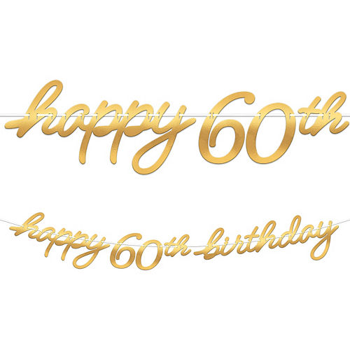 Nav Item for Metallic Golden Age Happy 60th Birthday Cardstock Letter Banner, 12ft Image #1