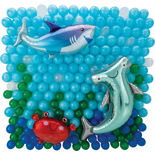 Air-Filled Sea Crab & Shark Foil & Latex Balloon Backdrop Kit, 6.25ft x 5.9ft Image #1