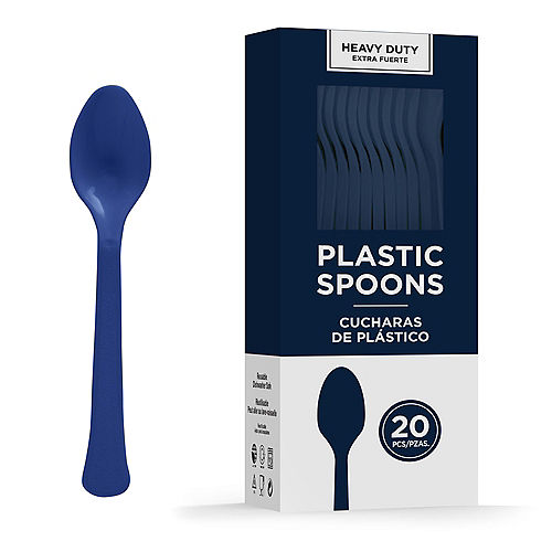 True Navy Blue Heavy-Duty Plastic Spoons, 20ct Image #1