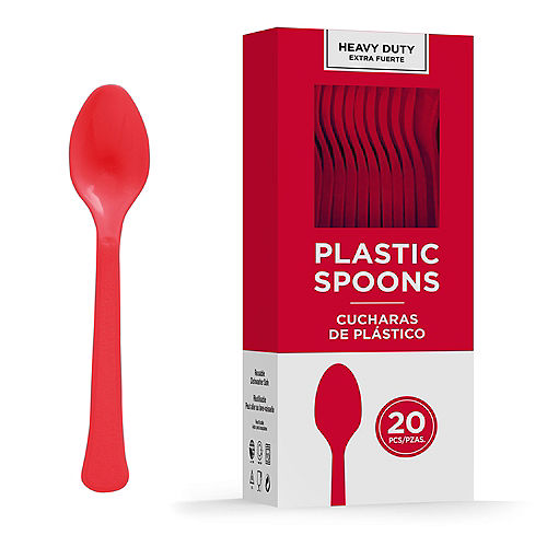 Red Heavy-Duty Plastic Spoons, 20ct Image #1