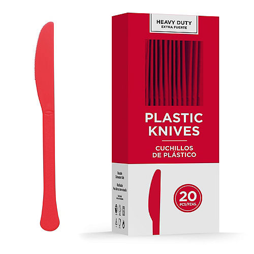 Red Heavy-Duty Plastic Knives, 20ct Image #1