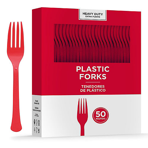 Nav Item for Red Heavy-Duty Plastic Forks, 50ct Image #1