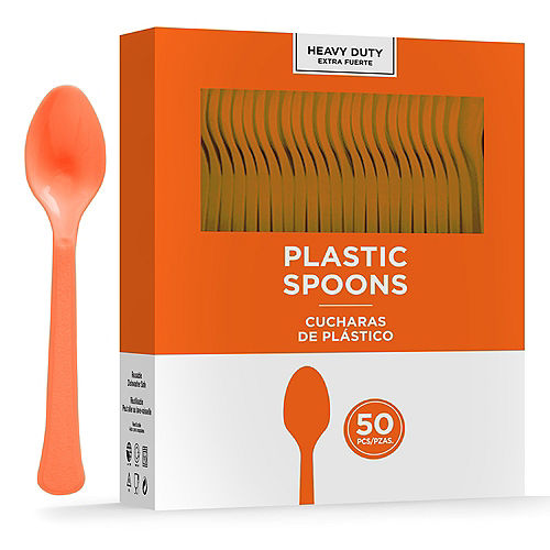 Orange Heavy-Duty Plastic Spoons, 50ct Image #1