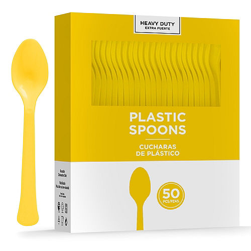 Sunshine Yellow Heavy-Duty Plastic Spoons, 50ct Image #1