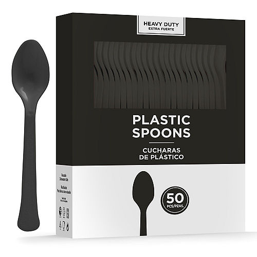 Nav Item for Black Heavy-Duty Plastic Spoons, 50ct Image #1