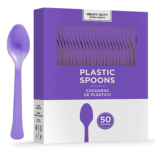 Purple Heavy-Duty Plastic Spoons, 50ct Image #1