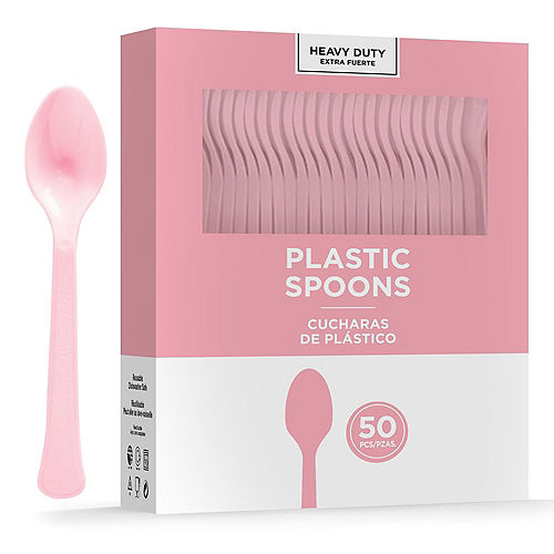 Pink Heavy-Duty Plastic Spoons, 50ct Image #1