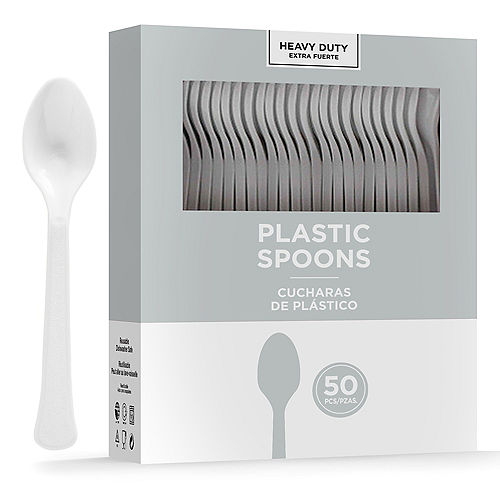 Nav Item for Silver Heavy-Duty Plastic Spoons, 50ct Image #1