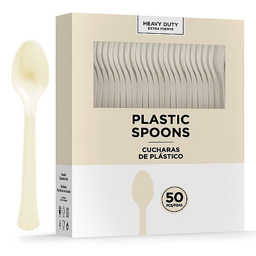Vanilla Cream Heavy-Duty Plastic Spoons, 50ct Image #1