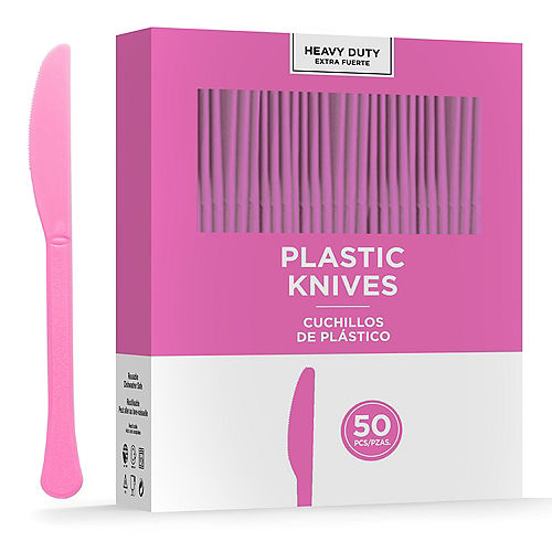 Nav Item for Bright Pink Heavy-Duty Plastic Knives, 50ct Image #1