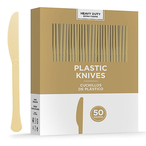 Gold Heavy-Duty Plastic Knives, 50ct Image #1