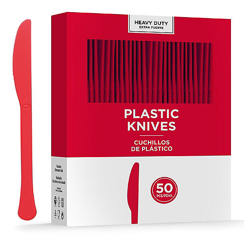 Red Heavy-Duty Plastic Knives, 50ct Image #1
