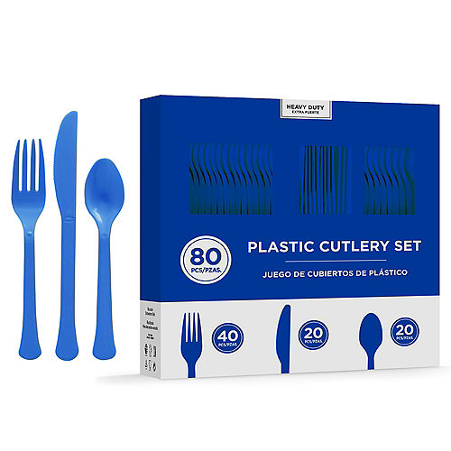 Nav Item for Royal Blue Heavy-Duty Plastic Cutlery Set for 20 Guests, 80ct Image #1