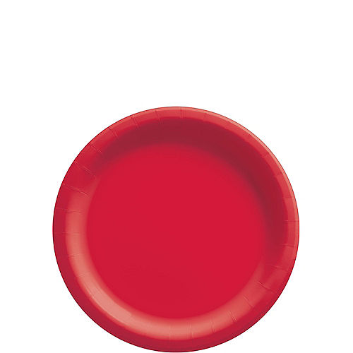 Red Extra Sturdy Paper Dessert Plates, 6.75in, 50ct Image #1