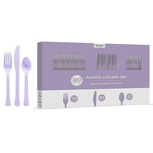 Nav Item for Lavender Heavy-Duty Plastic Cutlery Set for 50 Guests, 200ct Image #1