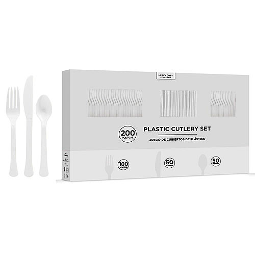 Nav Item for White Heavy-Duty Plastic Cutlery Set for 50 Guests, 200ct Image #1
