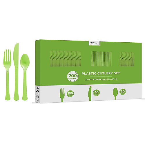 Nav Item for Kiwi Green Heavy-Duty Plastic Cutlery Set for 50 Guests, 200ct Image #1