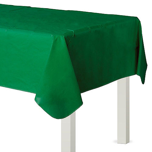 Festive Green Flannel-Backed Vinyl Tablecloth, 54in x 108in Image #1