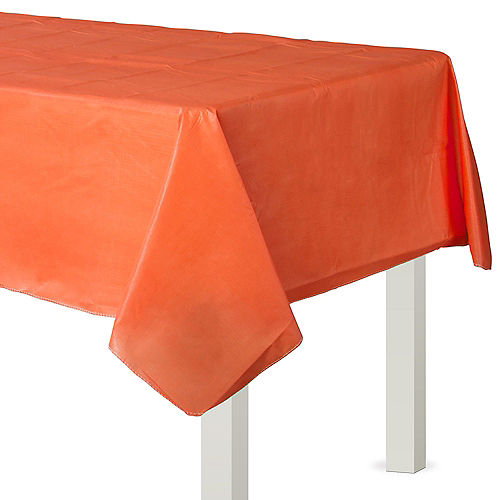 Orange Flannel-Backed Vinyl Tablecloth, 54in x 108in Image #1