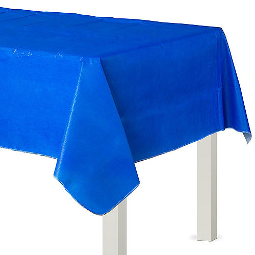 Royal Blue Flannel-Backed Vinyl Tablecloth, 54in x 108in Image #1