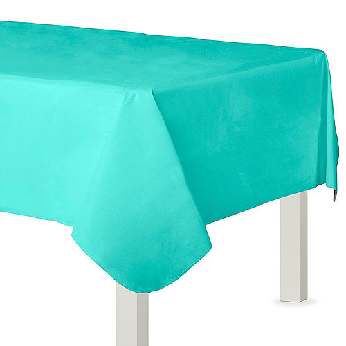 Robin's Egg Blue Flannel-Backed Vinyl Tablecloth, 54in x 108in Image #1