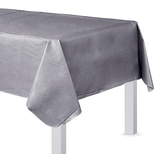 Nav Item for Silver Flannel-Backed Vinyl Tablecloth, 54in x 108in Image #1