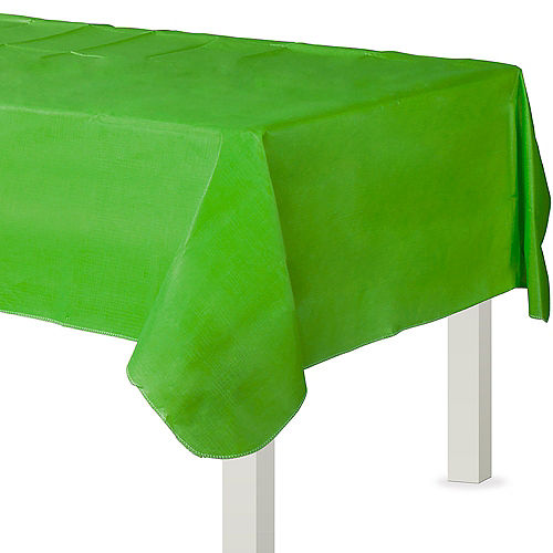 Kiwi Green Flannel-Backed Vinyl Tablecloth, 54in x 108in Image #1