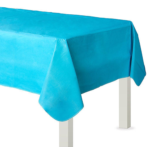 Caribbean Blue Flannel-Backed Vinyl Tablecloth, 54in x 108in Image #1