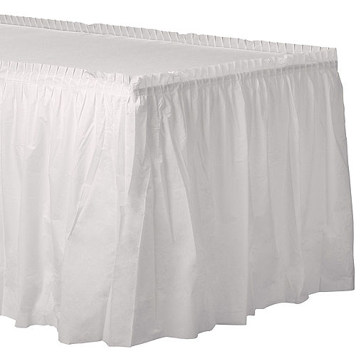 Nav Item for White Plastic Table Skirt, 21ft x 29in Image #1