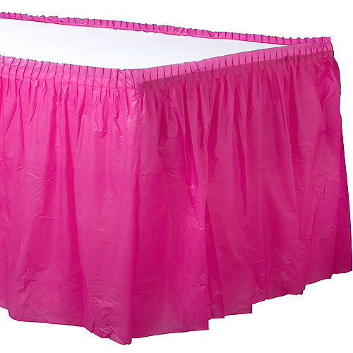 Nav Item for Bright Pink Plastic Table Skirt, 21ft x 29in Image #1