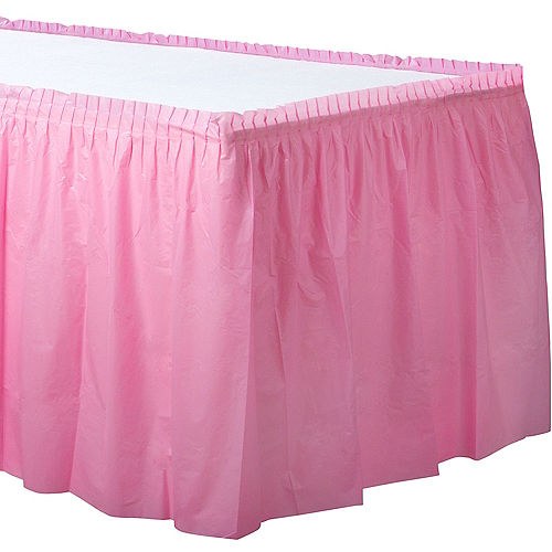 Pastel Pink Plastic Table Skirt