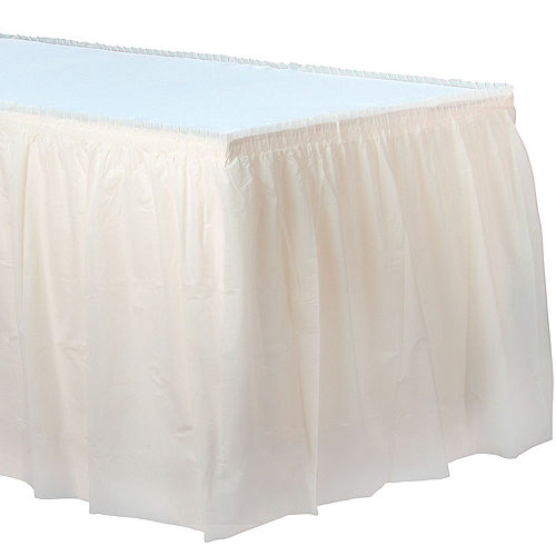 Nav Item for Vanilla Cream Plastic Table Skirt, 21ft x 29in Image #1