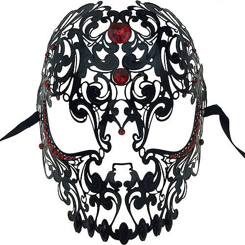 Filigree Black Skull Metal Mask Image #1