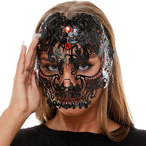 Filigree Black Skull Metal Mask Image #2