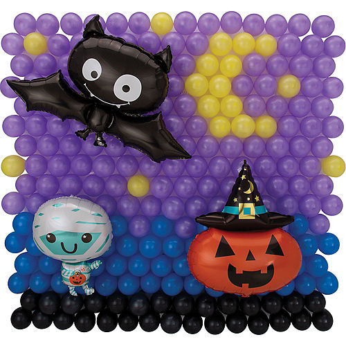 Air-Filled Halloween Friends Foil & Latex Balloon Backdrop Kit, 6.25ft x 5.9ft Image #1