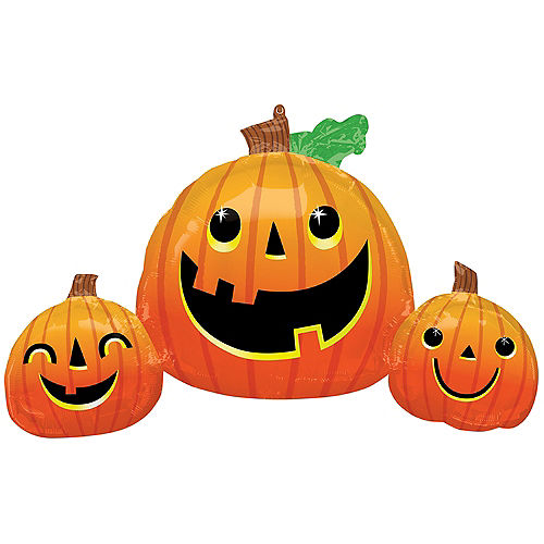 Nav Item for Smiley Pumpkin Trio Halloween Cluster Foil Balloon, 35in x 22in Image #1