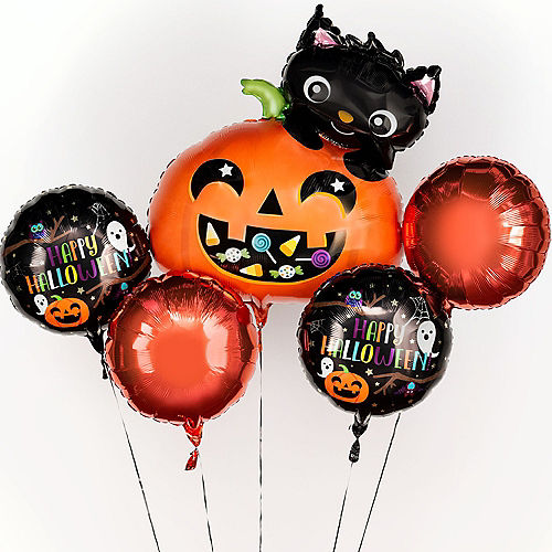 Happy Halloween Night Foil Balloon Bouquet, 5pc Image #2