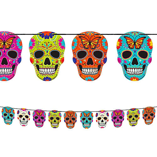 Nav Item for Dia de los Muertos Sugar Skull Pennant Banner, 12ft Image #1