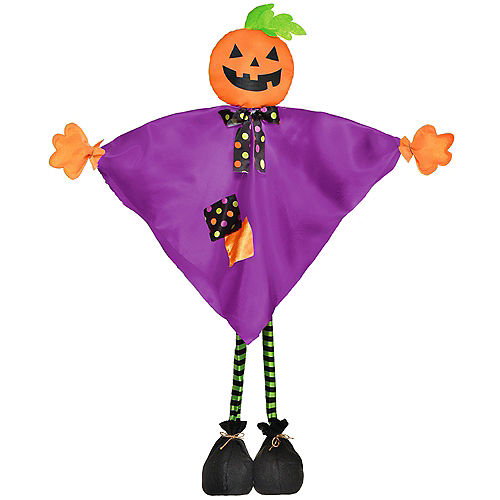 Friendly Polka Dots & Stripes Jack-o'-Lantern Fabric Standing Decoration, 36in Image #1