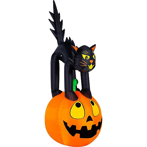 Nav Item for Light-Up Black Cat & Jack-o'-Lantern Pumpkin Inflatable Yard Decoration, 7ft Image #2