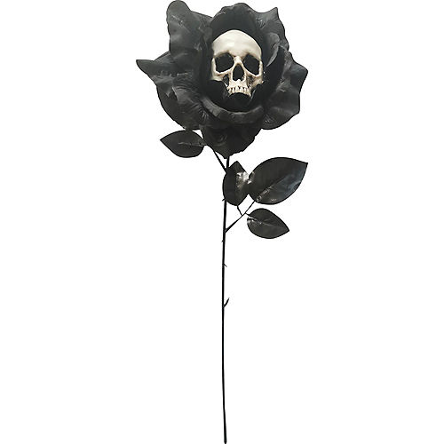 Black Rose with Skull Plastic & Fabric Prop, 4.7in x 16.5in Image #1