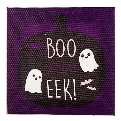 Nav Item for Ghost Boo Eek Halloween Wood & Canvas Sign, 5in x 5in Image #1