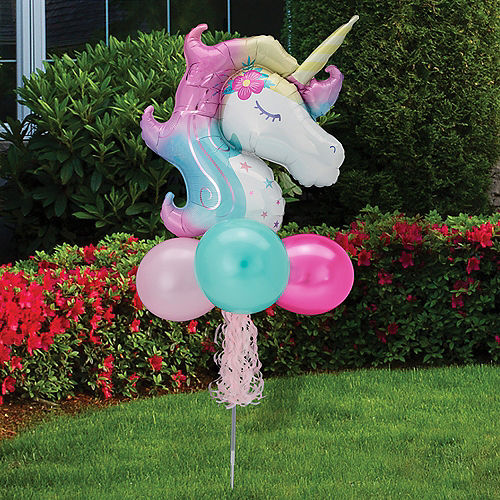 Air-Filled Enchanted Unicorn Foil & Latex Balloon Yard Sign, 64in Image #1