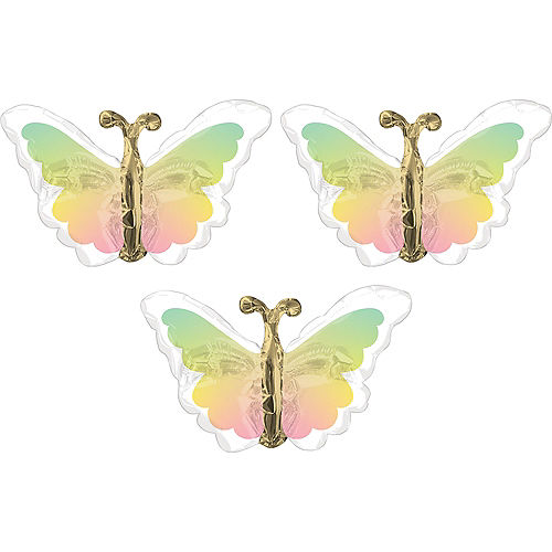 Nav Item for Air-Filled Pastel Butterfly Foil Balloons, 3ct, 11in x 6in Image #1
